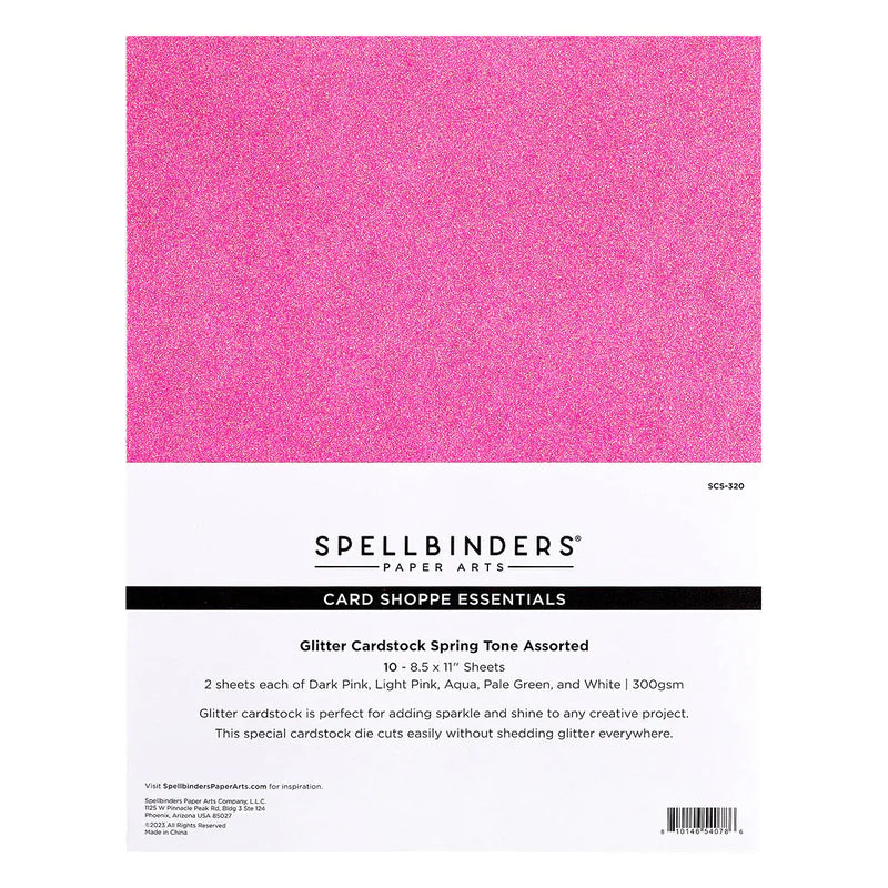 SPRING TONES GLITTER CARDSTOCK - 10 PACK