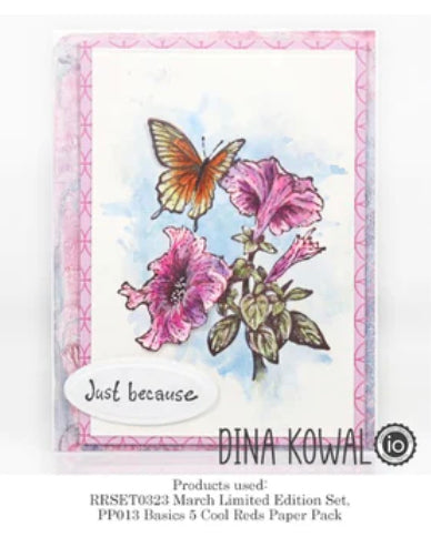 Limited Edition - Spring Flowers & Butterflies - Red Rubber Stamp Set by Impression Obsession - MARCH 2023