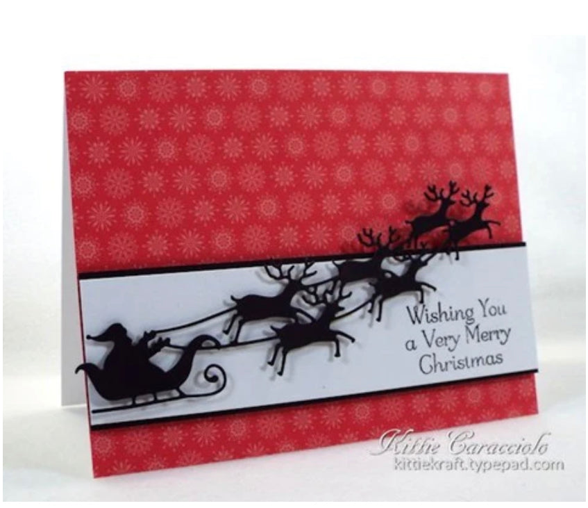 Santa Reindeer Sleigh Die Cut by Impression Obsession