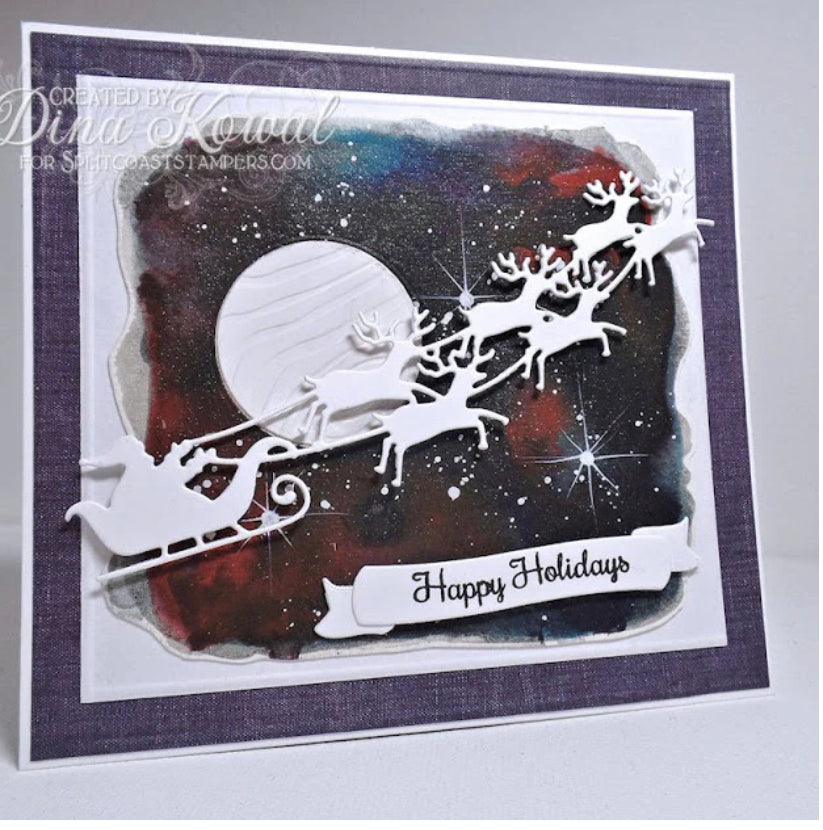 Santa Reindeer Sleigh Die Cut by Impression Obsession