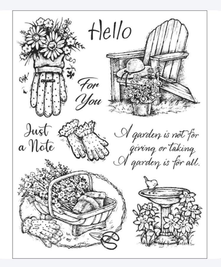 Limited Edition - Garden - Red Rubber Stamp Set by Impression Obsession - APRIL 2023